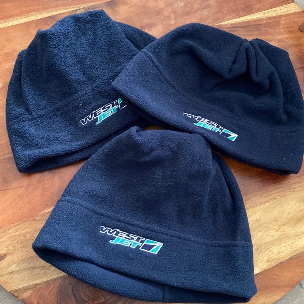 WESTJET AIRLINES WJA WS blue navy fleece winter hat embroidered